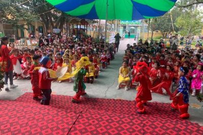 Hoạt động trải nghiệm “Bé vui đón Tết” của trường mầm non Hải Vân.